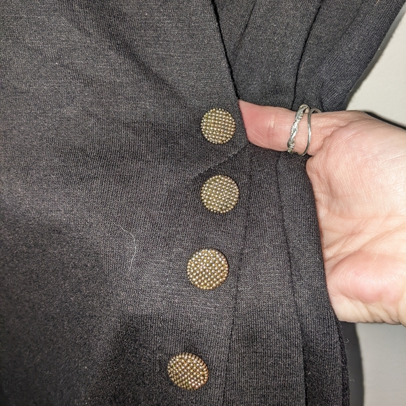 Vintage Black  Midi Dress w/shoulder pads - Picture 6 of 6